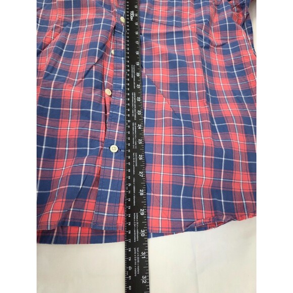 GAP Shirt Mens L Red Blue Check 100% Cotton Flannel Twill Standard Fit Button Up - Picture 6 of 6